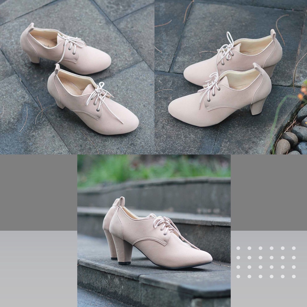 Sepatu High Heels 7cm Wanita Cewek Perempuan Sepatu Hak Model Casual Formal Kerja Kuliah Blackkelly Original