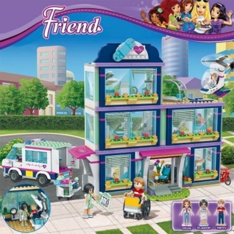 Lego Block Friend Bangunan Rumah Sakit dan Ambulance