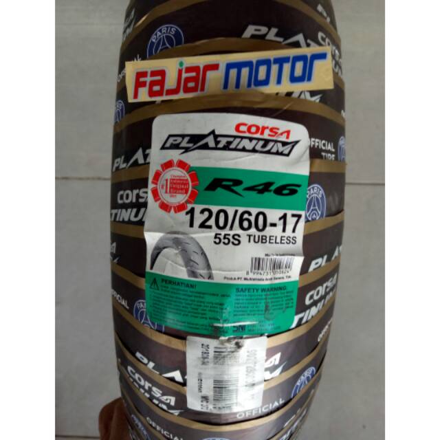 BAN LUAR CORSA PLATINUM R46 120/60-17  R26 120/70 TUBELESS