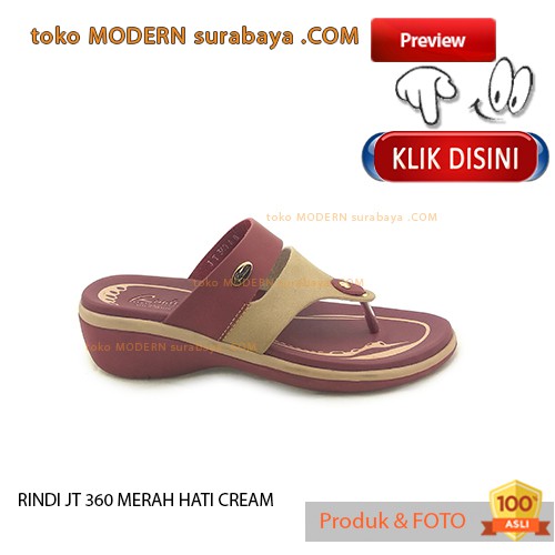 RINDI JT 360 MERAH HATI CREAM Sandal Wanita Sendal Jepit Flip Flop