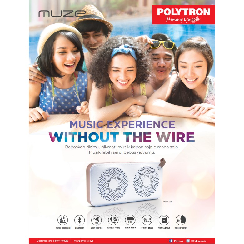 MUZE Polytron Bluetooth Speaker PSP B2 NEW Anti Air