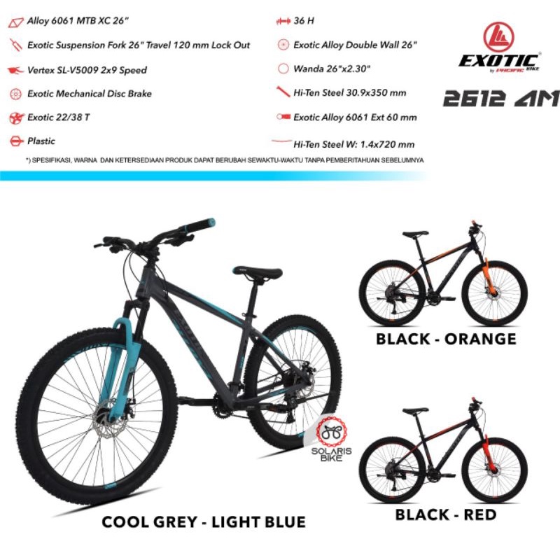 Sepeda MTB Exotic Alloy 26 inch ET 2618 AF 2635 AF 2612 AM