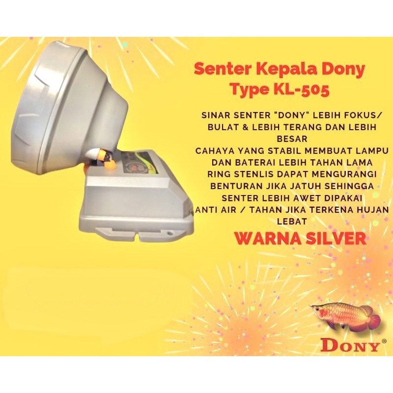 Senter Kepala Dony KL505 Kl 505 15W 15Watt 15 Watt Original Cahaya Putih Kuning