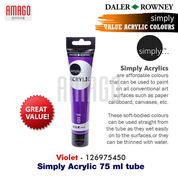 DALER-ROWNEY - SIMPLY ACRYLIC PAINT 75 ML TUBE - VIOLET - 126975450