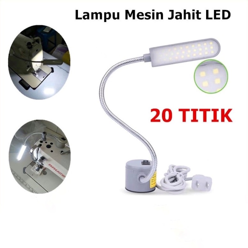 Lampu LED 20 Titik Magnet + Colokan / Lampu Jahit / Lampu LED MADE IN TAIWAN