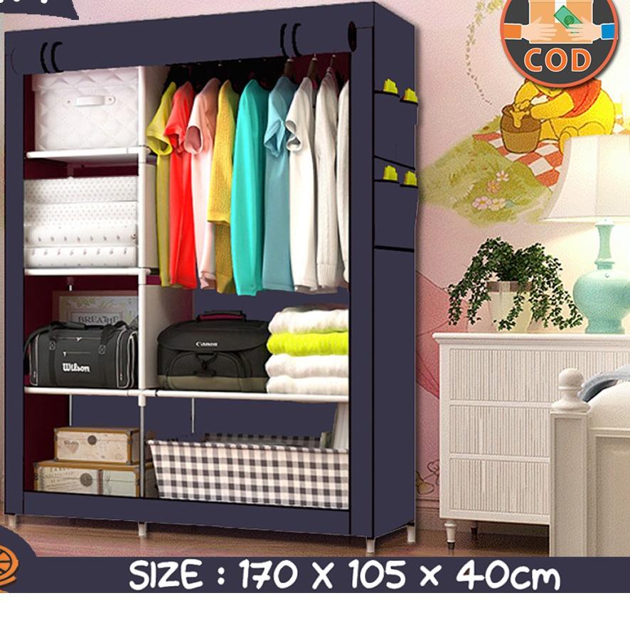 ❉ Lemari Portable Lemari Kain Sisi Ranjang Lemari Serbaguna Lemari Kain Resleting Lemari Gantungan K