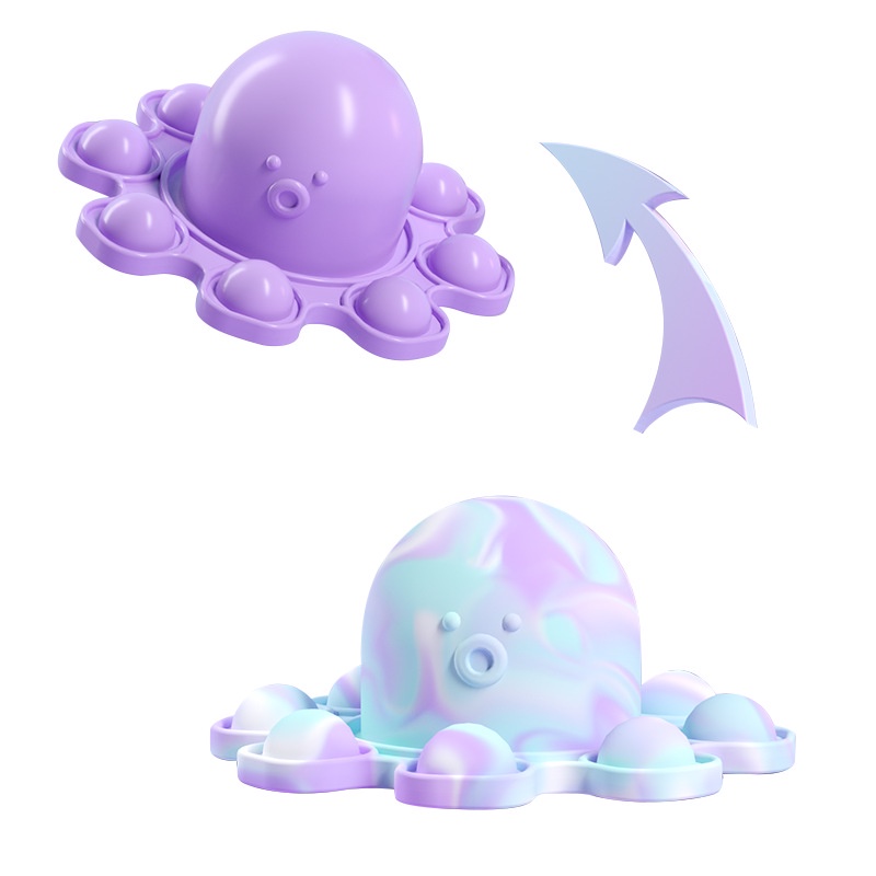 Fidget Toys Both Sides Turn Over Octopus Flip Toy Silicone Push Bubble Pop It Gadget Animal Keychain Figet Simple Dimple