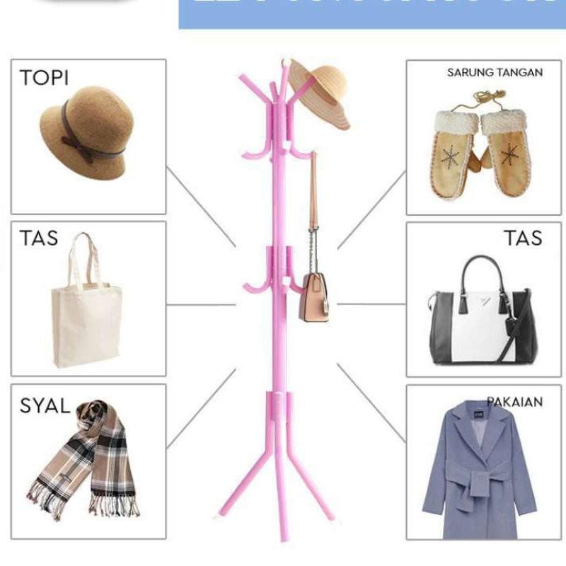 STAND HANGER Gantungan Tiang Berdiri 9 HOOK Baju Tas - Topi COATRACK KOKOH SERBAGUNA Aesthetic Gantungan Berdiri Kekinian Modern Minimalis Coat Rack