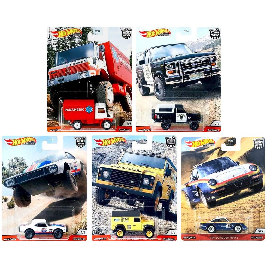 Diecast Hot Wheels All Wild Terrain Car Culture Mercy Land Rover Porsche Offroad Camaro Ford Bronco