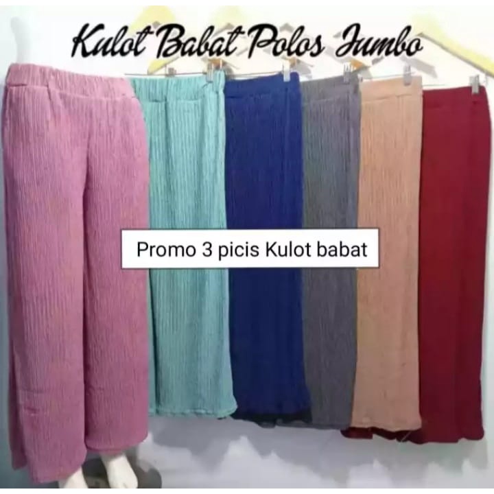 PROMO 3 Picis Clana Kulot Babat Jumbo Bahan Tebal - Celana Kulot Panjang Wanita Murah