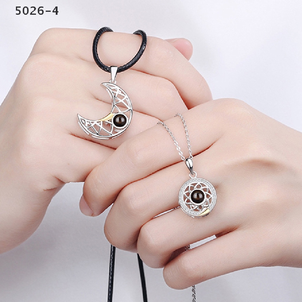 5026-4 2PCS Kalung Rantai Pasangan Liontin Matahari + Bulan Sabit Magnetik 100 Bahasa