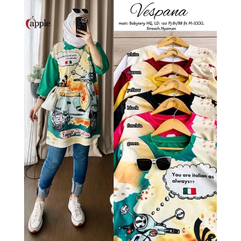 VESPANA TUNIK BABYTERRY HQ | TUNIK HALUS ADEM NYAMAN DI PAKE TERMURAH