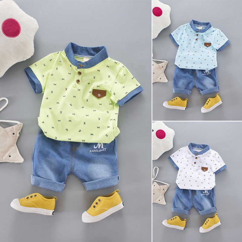 Z H Baby Store Setelan  Kemeja Berkerah Celana  Jeans  Biru  