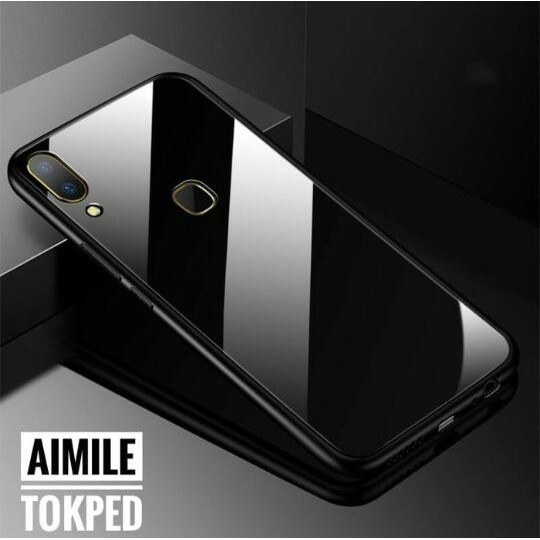 Oppo A12 / A52 / A72 / A92 / A91 / F15 / A31 / A8  Case Glass Black Glas Permium Miror Kaca