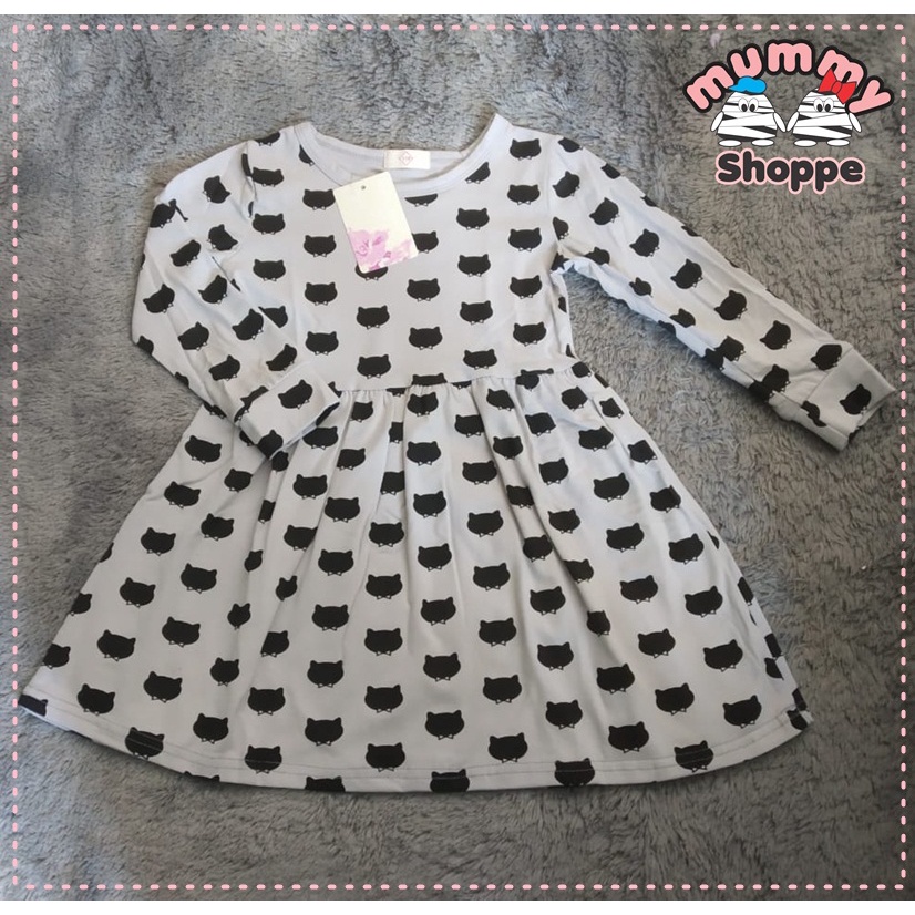 fashion kids Dress cartoon cat long sleeves / dress anak lengan panjang