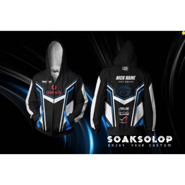 JAKET GAMING FREE NICKNAME , LOGO , SPONSOR