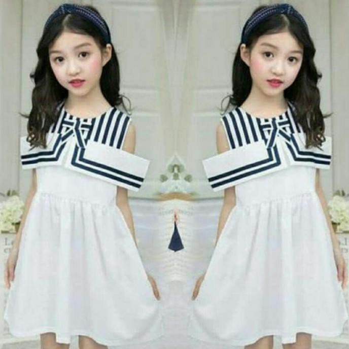 Dress Anak Perempuan - Baju Anak Dress Reagany White Sz. 4-9th Dress Anak Import - 5 Tahun, Putih