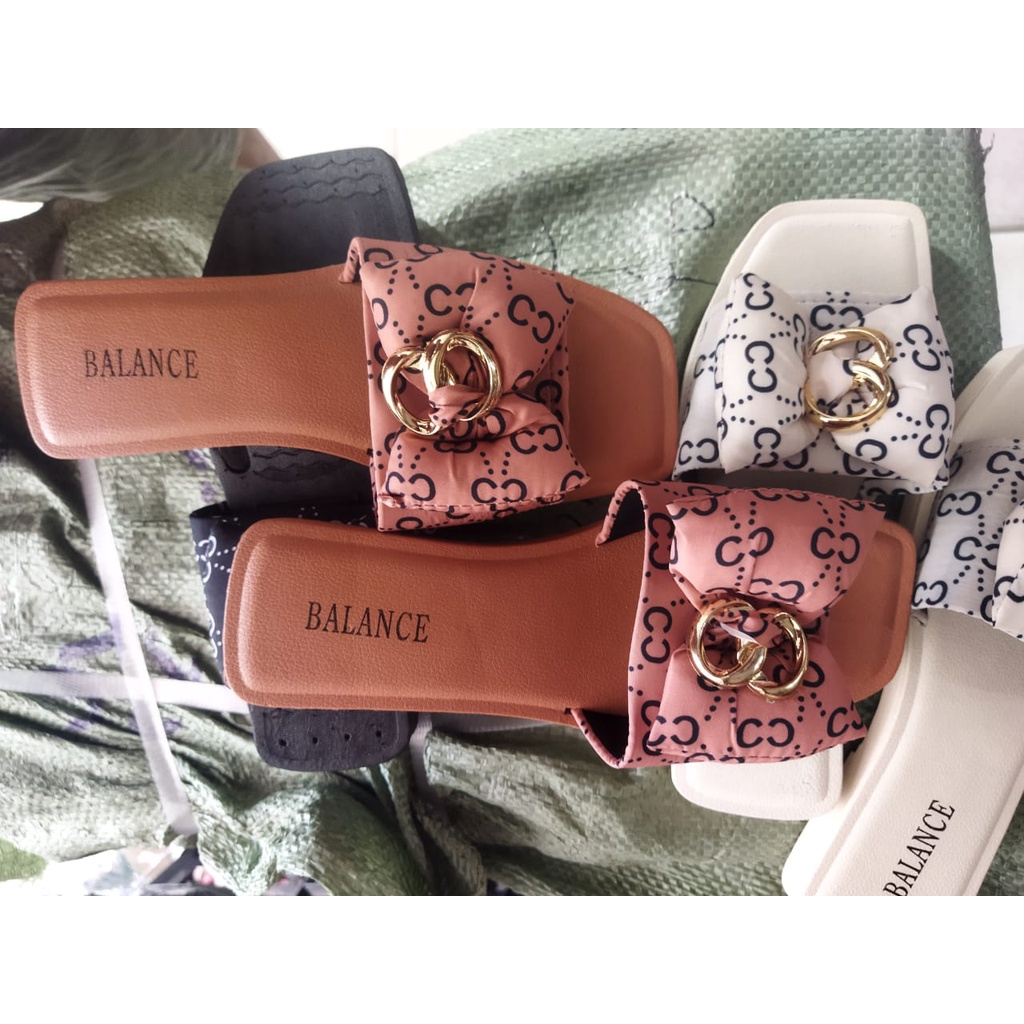 SENDAL SELOP PITA WANITA TERBARU IMPORT BALANCE 268-x8 size 37-40 SANDAL SELOP MOTIF PITA PREMIUM