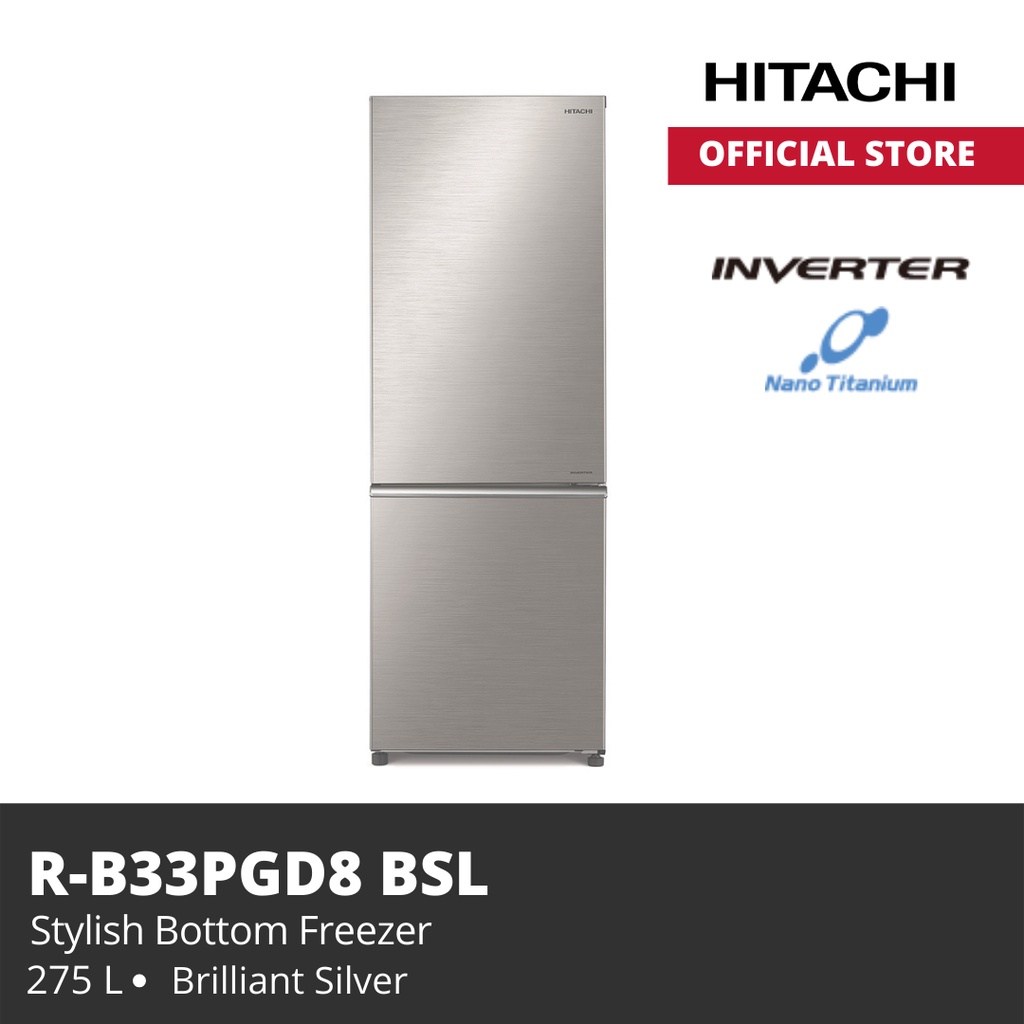 Kulkas hitachi R-B33PGD8 BSL 275 L BOTTOM FREEZER