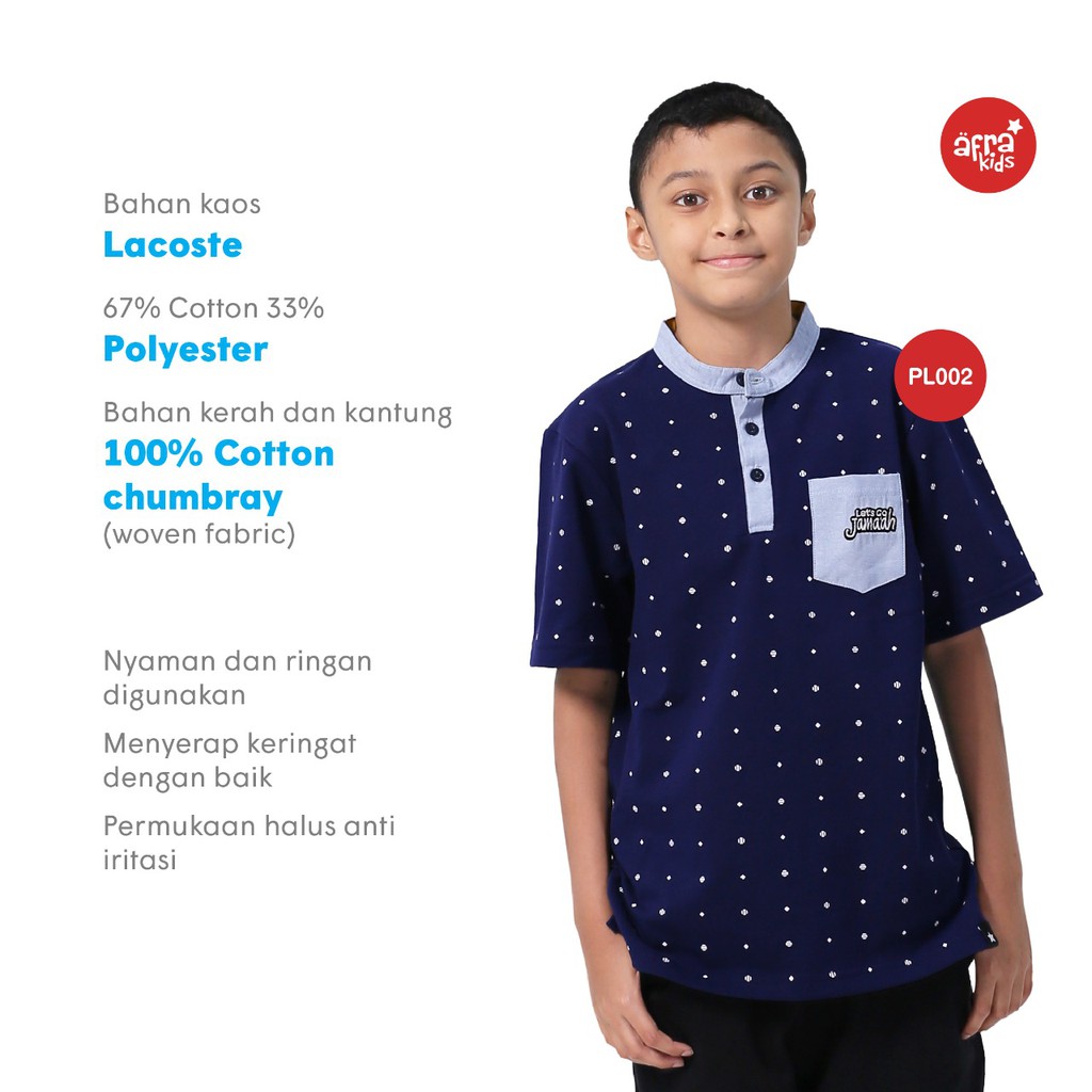 T-Shirt Polo AFRAKIDS untuk 2-12 th,  PL001 White, PL002 Navy,  Ada PROMO LAUNCHING nya.............