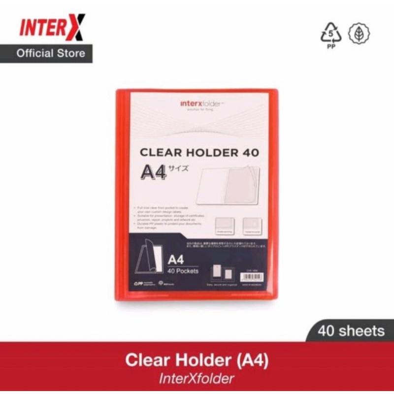 

Clear Holder A4 40 pocket Interx /Display Book