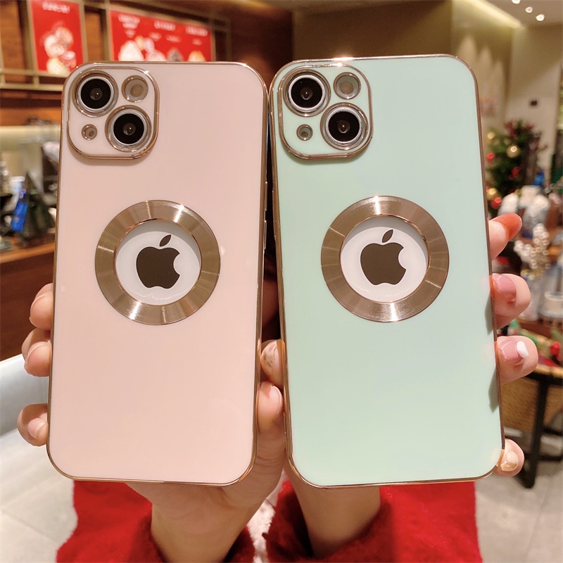 High-end luxury electroplating TPU case iphone 11 pro max 13 12 pro max with empty logo with lens all-inclusive soft shell anti-fall protective cover