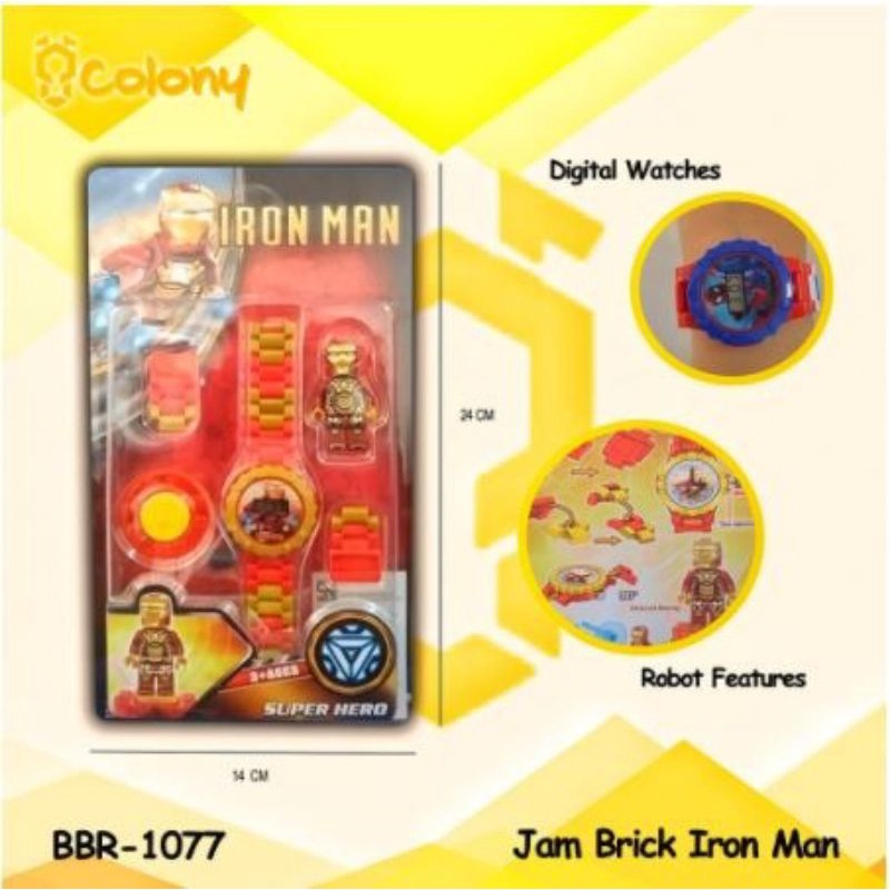 jam tangan anak, jam Brick Ironman,jam Brick iron man