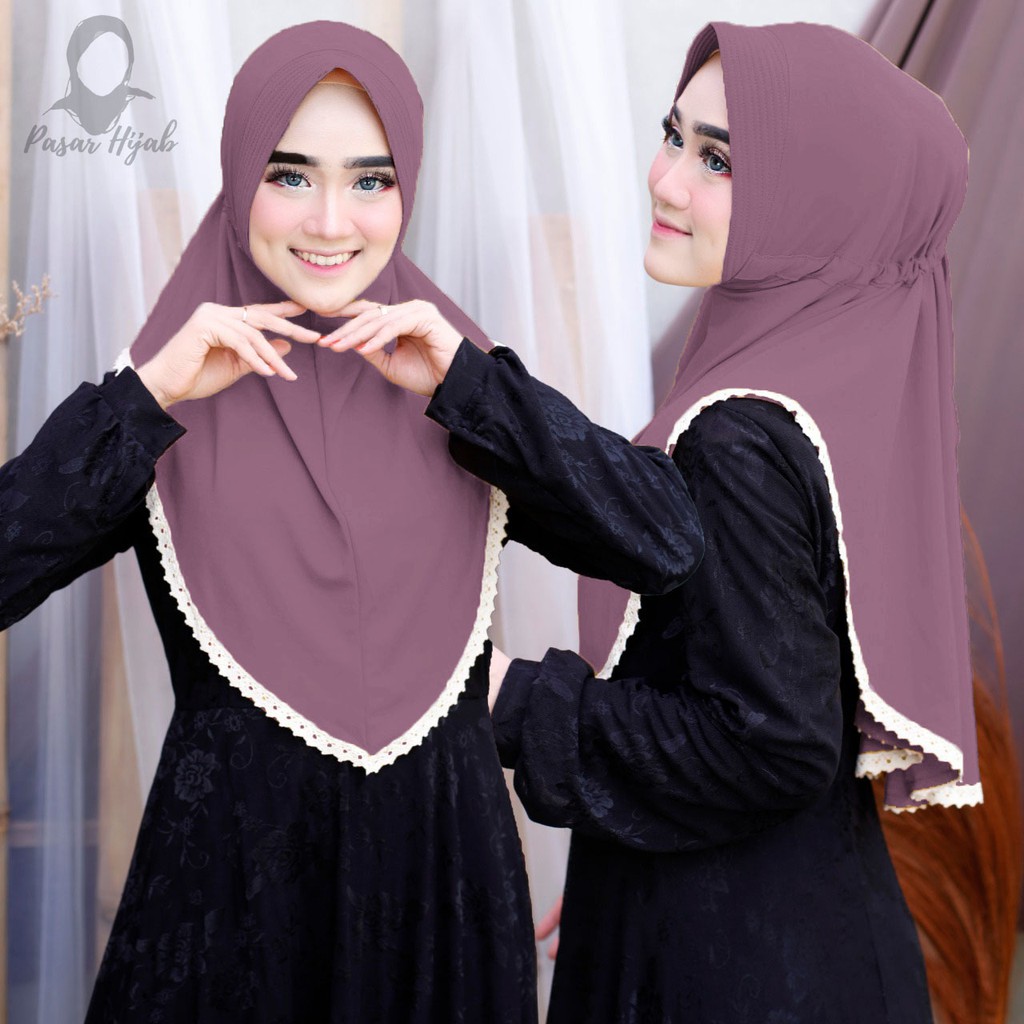 Jilbab Instan Serut Elga Hijab Bergo Jersey Premium Pasar Hija'b