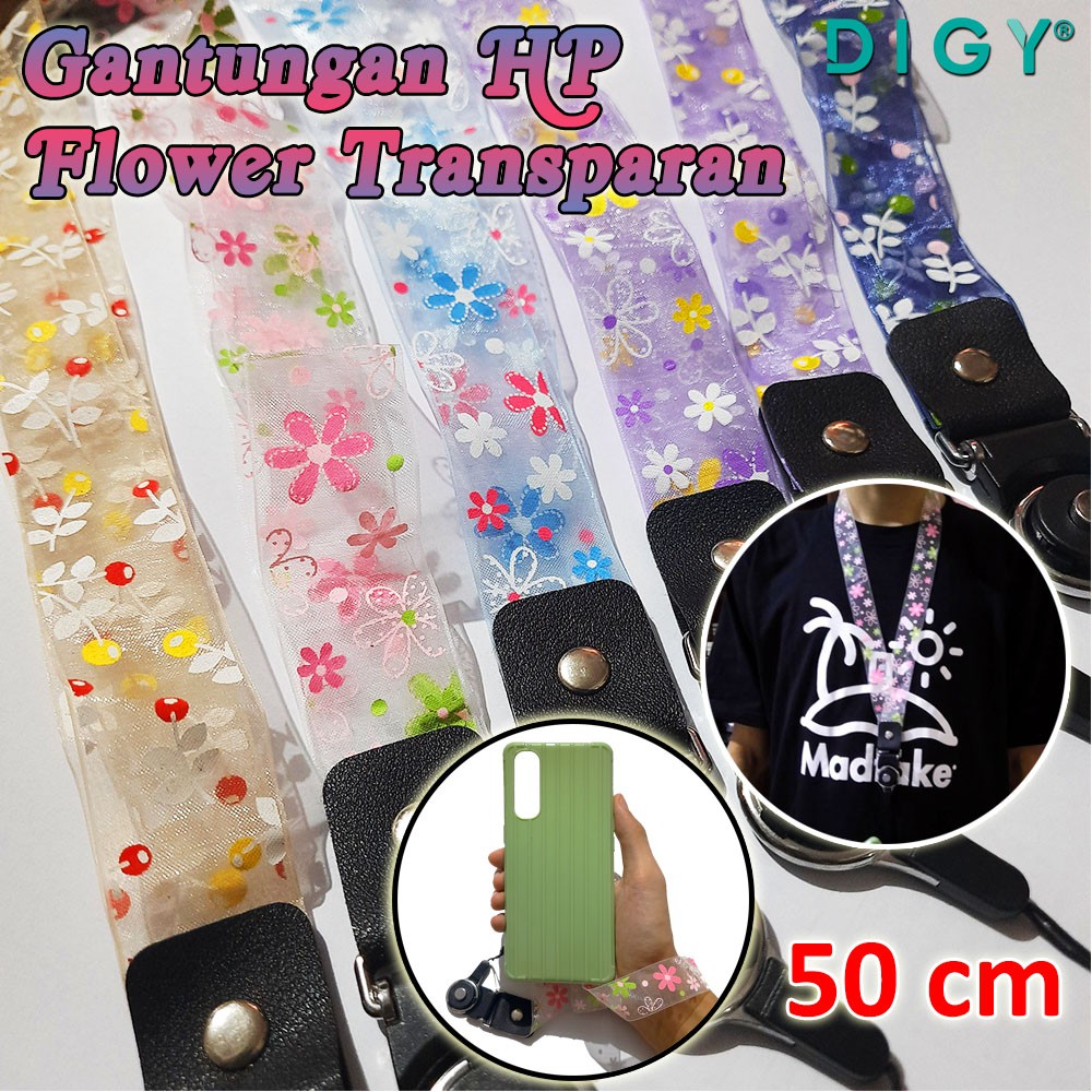 Gantungan Hp Flower Transparan Lucu Cute Lanyard Tali Hp