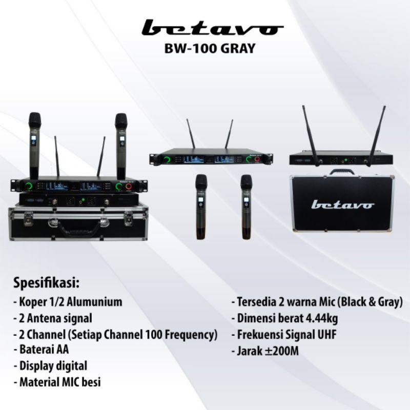 mic wireless Betavo BW-100. profesional mic  UHF