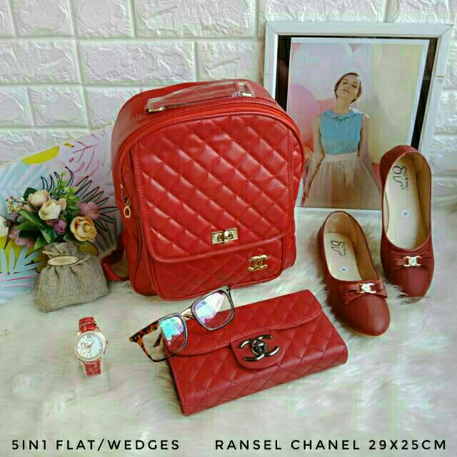 TAS SET RANSEL CHANEL // TAS PAKET RANSEL.CHANEL // TAS RANSEL CHANEL // TAS WANITA MURAH