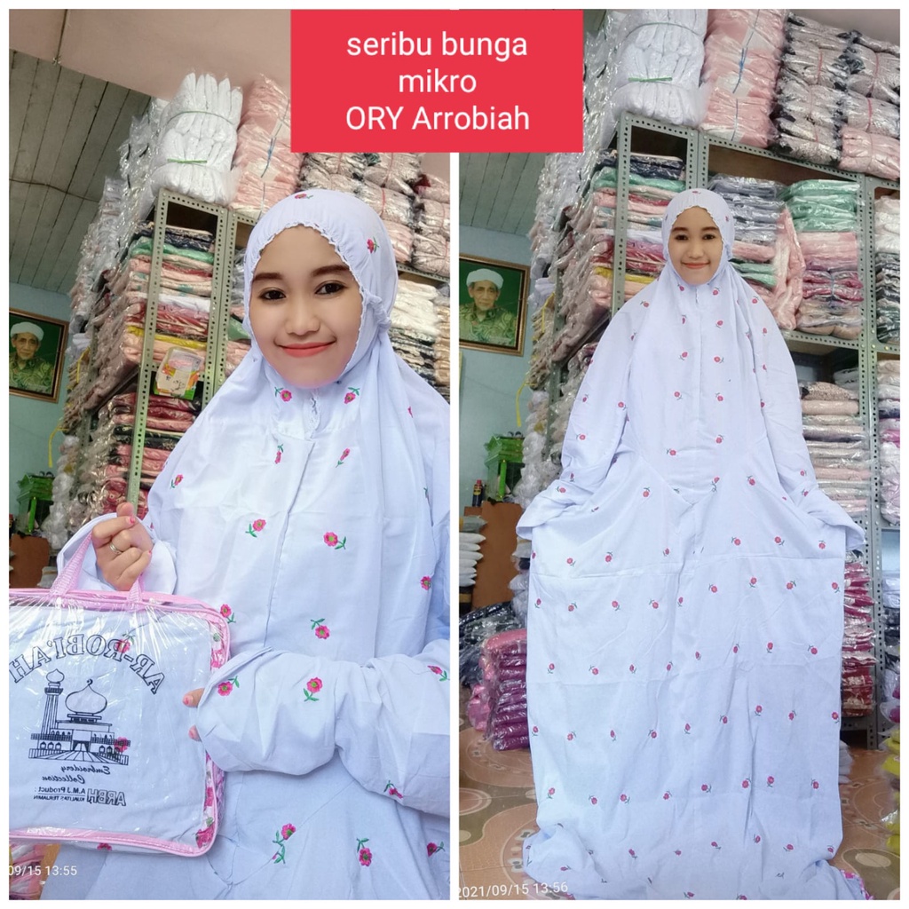 Mukenah Terusan Seribu Bunga/Mukenah Arrobiyah/Mukenah Putih