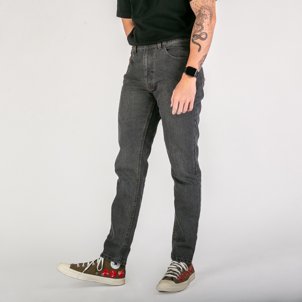 UNITEDJEANS - Celana Slim Fit Bottom Jeans Pria – Dark Grey Denim Long Pants – (NS-01)