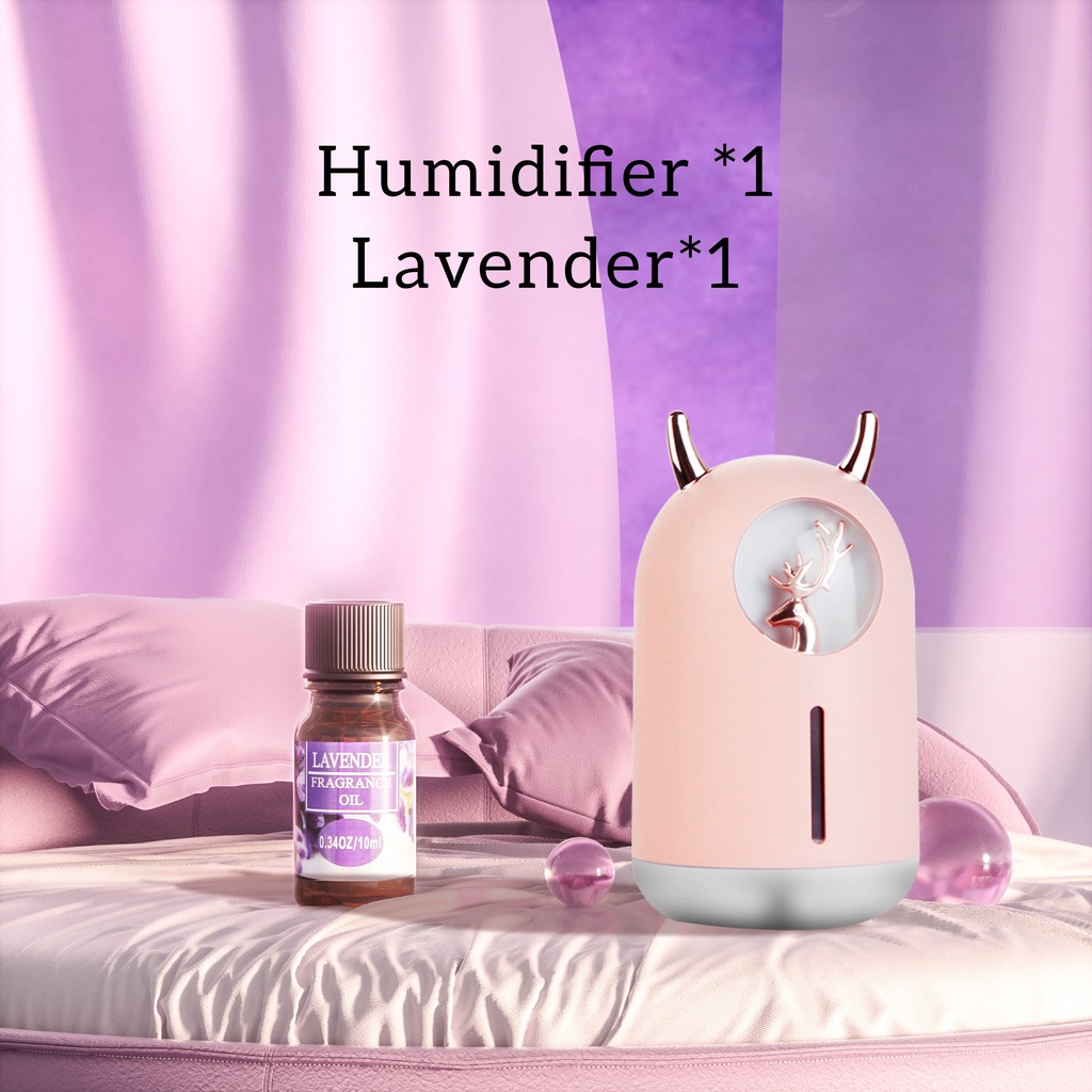 [endear]100% ORI cute Bear Humidifier 600ML Essential Oil Diffuser Aroma Terapi Pengharum Ruangan-Pink *1+OIL*1