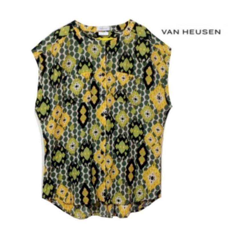Van Heusen -  Kemeja Blouse Lengan Pendek Corak Wanita | Size M