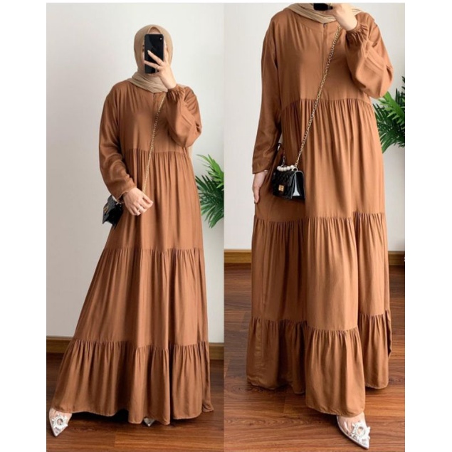 Hanum Dress Gamis Rayon Polos Premium Gamis Ruffle Livia Dress Rayon Amara Dress Rayon