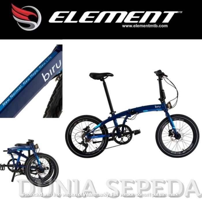 SEPEDA LIPAT 20 INCH ELEMENT ECOSMO 8SP ALLOY SENSAH BIRU HYDRAULIC
