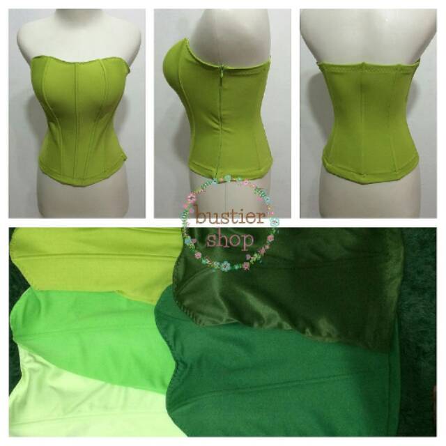 Bustier tulang 8 hijau lumut