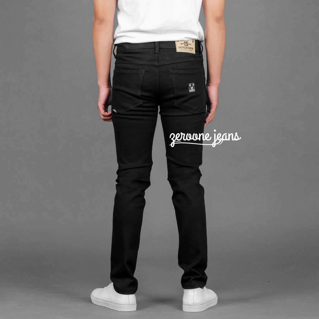 FIFTEEN DENIM - Celana Jeans Pria Slim Fit Streetch Original New Fifteen Denim / Celana Jeans Hitam-1