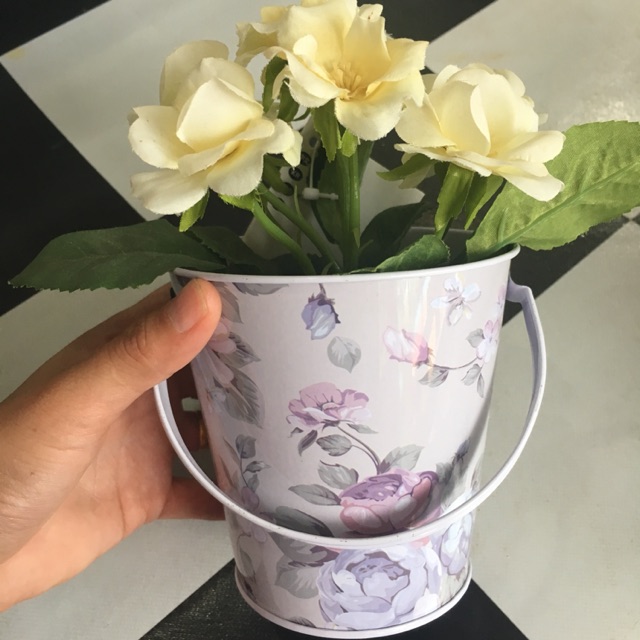 Pot tin shabby chic murah