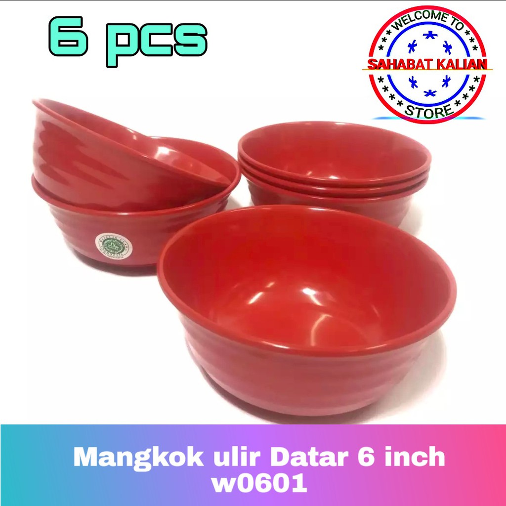 (6 Mangkok) Mangkok Melamin Golden Flying Fish W0601 Ukuran 6 Inch