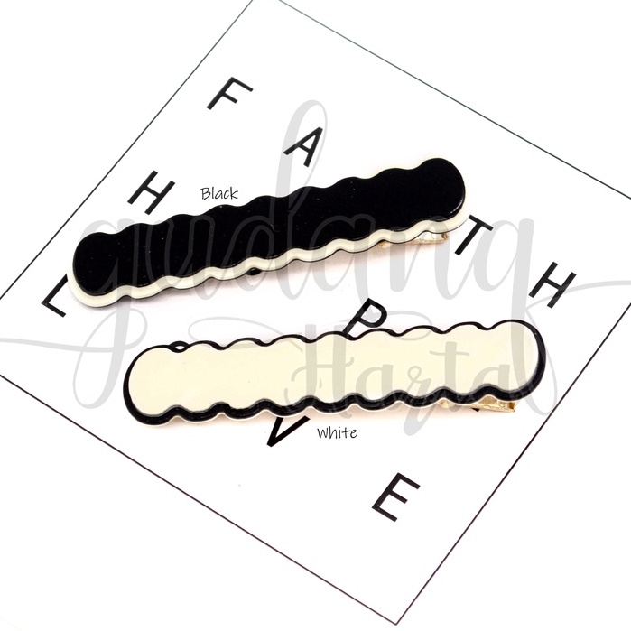 Jepit Rambut Yin Yang Wave Hairclip Motif Black White GH 213316