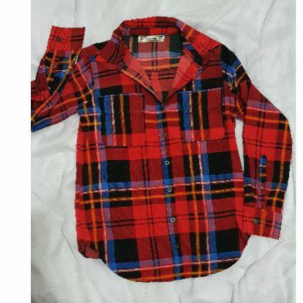 Abercrombie & Fitch Red Checkered Top Atasan Merah