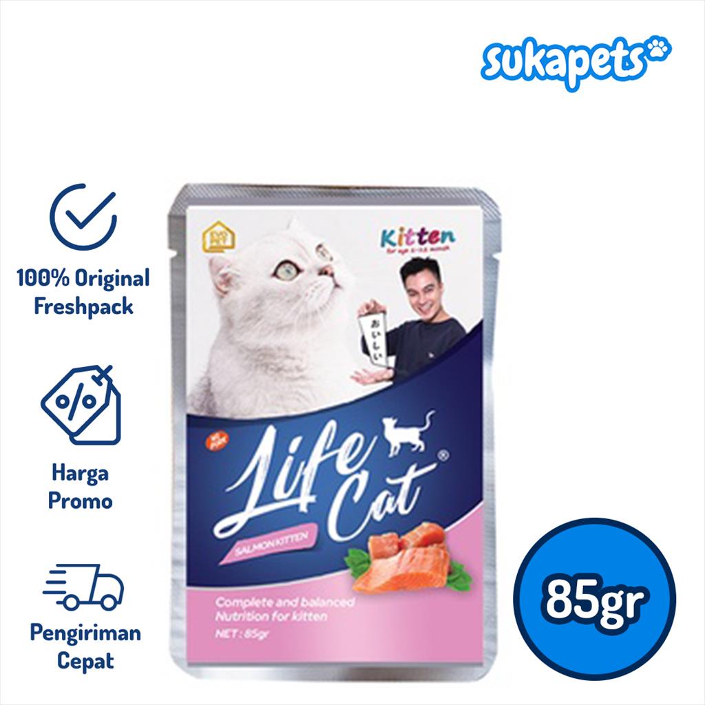 Life Cat Pouch Kitten Salmon Makanan Kucing Basah 85gr