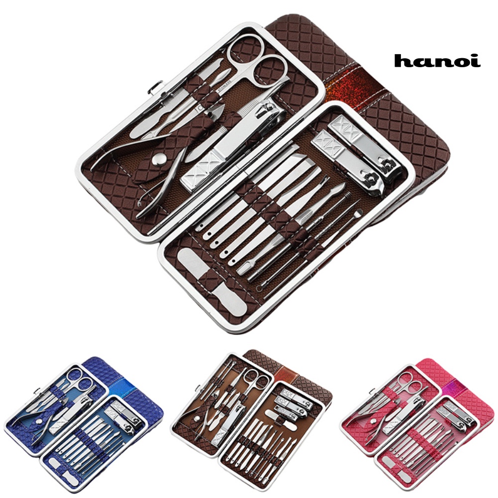 HQTM_21/18Pcs Stainless Nail Clipper Cuticle Nipper Manicure Pedicure Tool with Case