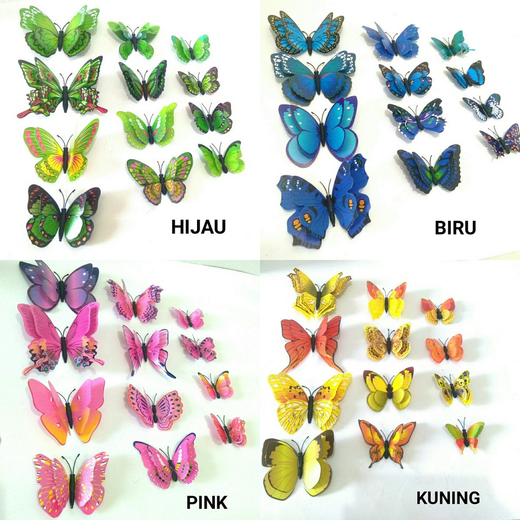 RELIZA KUPU KUPU BUTTERFLY 3DIMENSI PREMIUM WALL STICKER DINDING