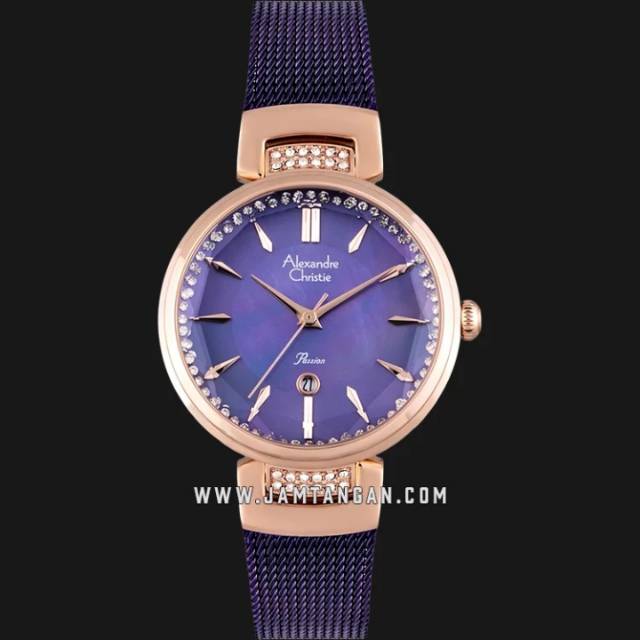 Alexandre Christie AC 2756 LD BRUPU Ladies Purple Mother of Pearl Dial Purple Stainless Steel
