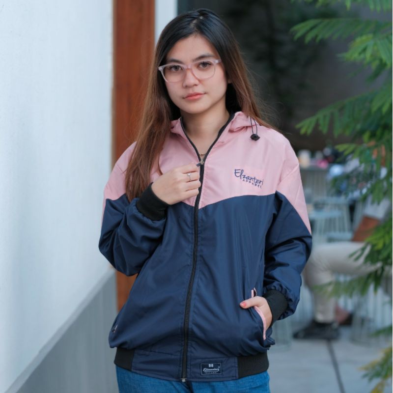 JAKET WANITA PARASUT ELZANTERI ORIGINAL / JAKET CEWEK TERLARIS / JAKET TERBARU-Dusty - Navy