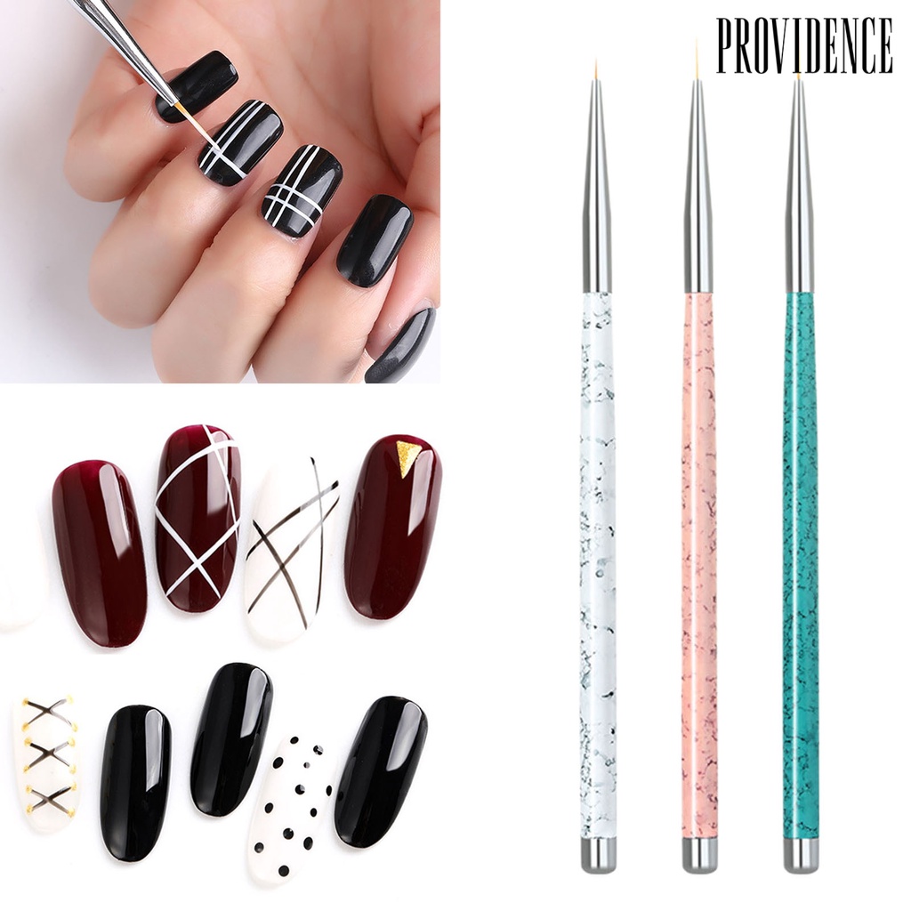 Providence 3Pcs Nail Pens Multifunctional Easy to Use Plastic Nail Art Drawing Liners for Salon