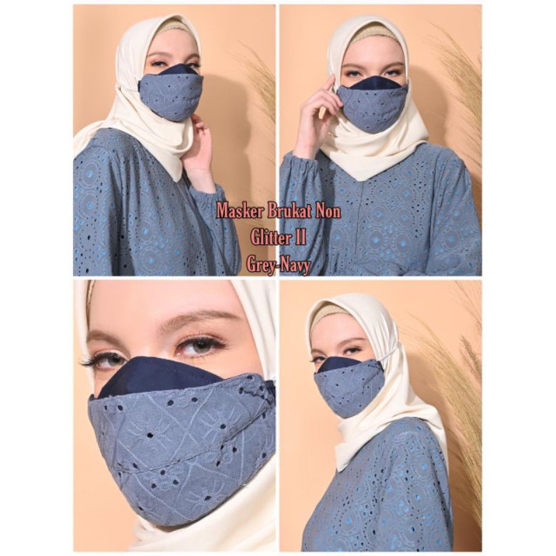 Masker Headlop Brukat Polos Non Glitter